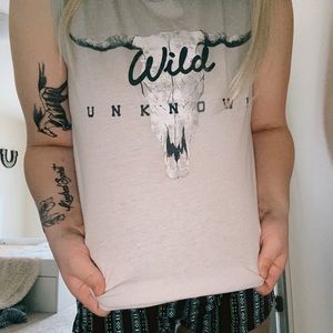 Western cow skull tank top